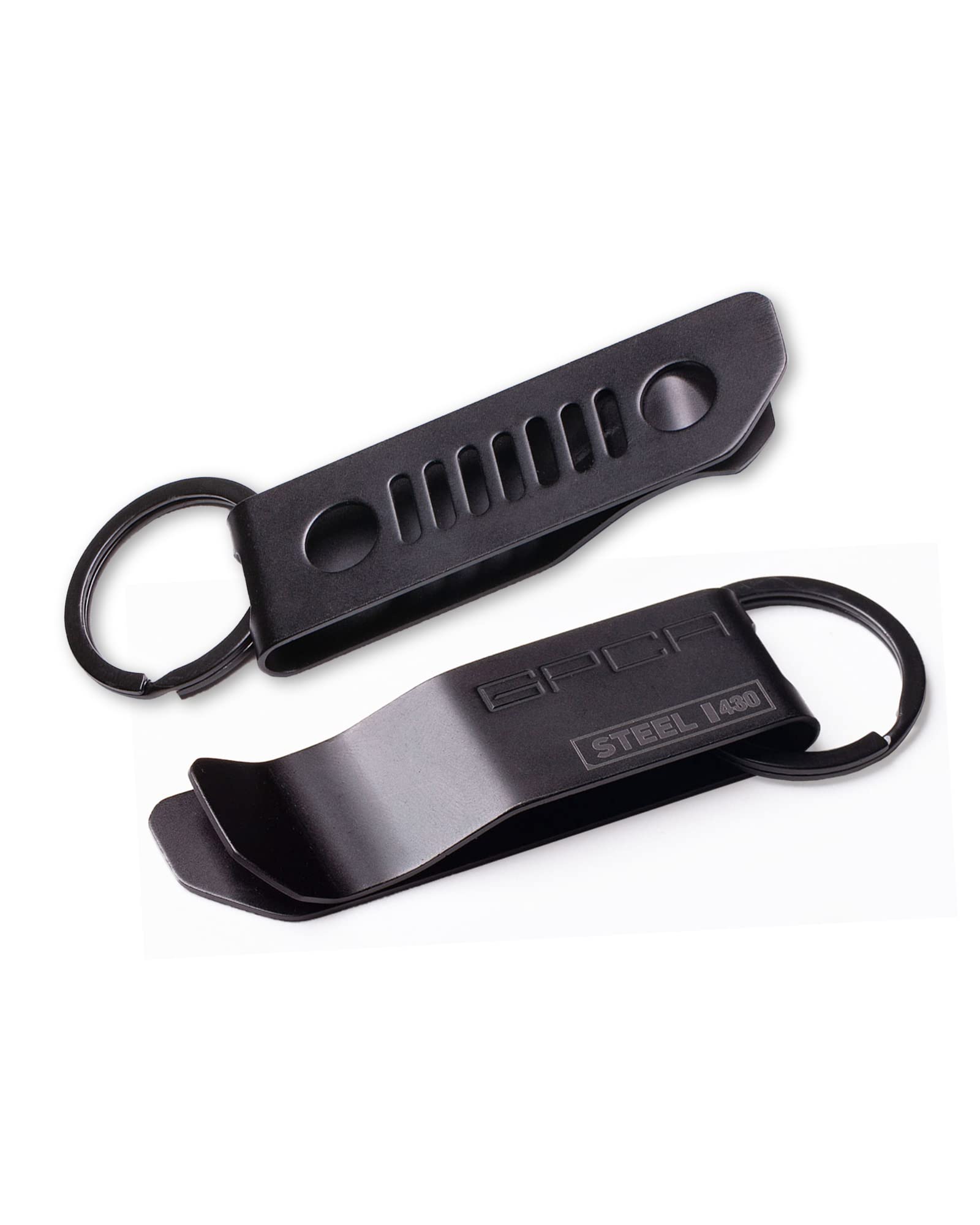 GP-Clip Stainless Steel Money Clip/Key Chain with Belt Clip (Stainless Steel, Jet Black)