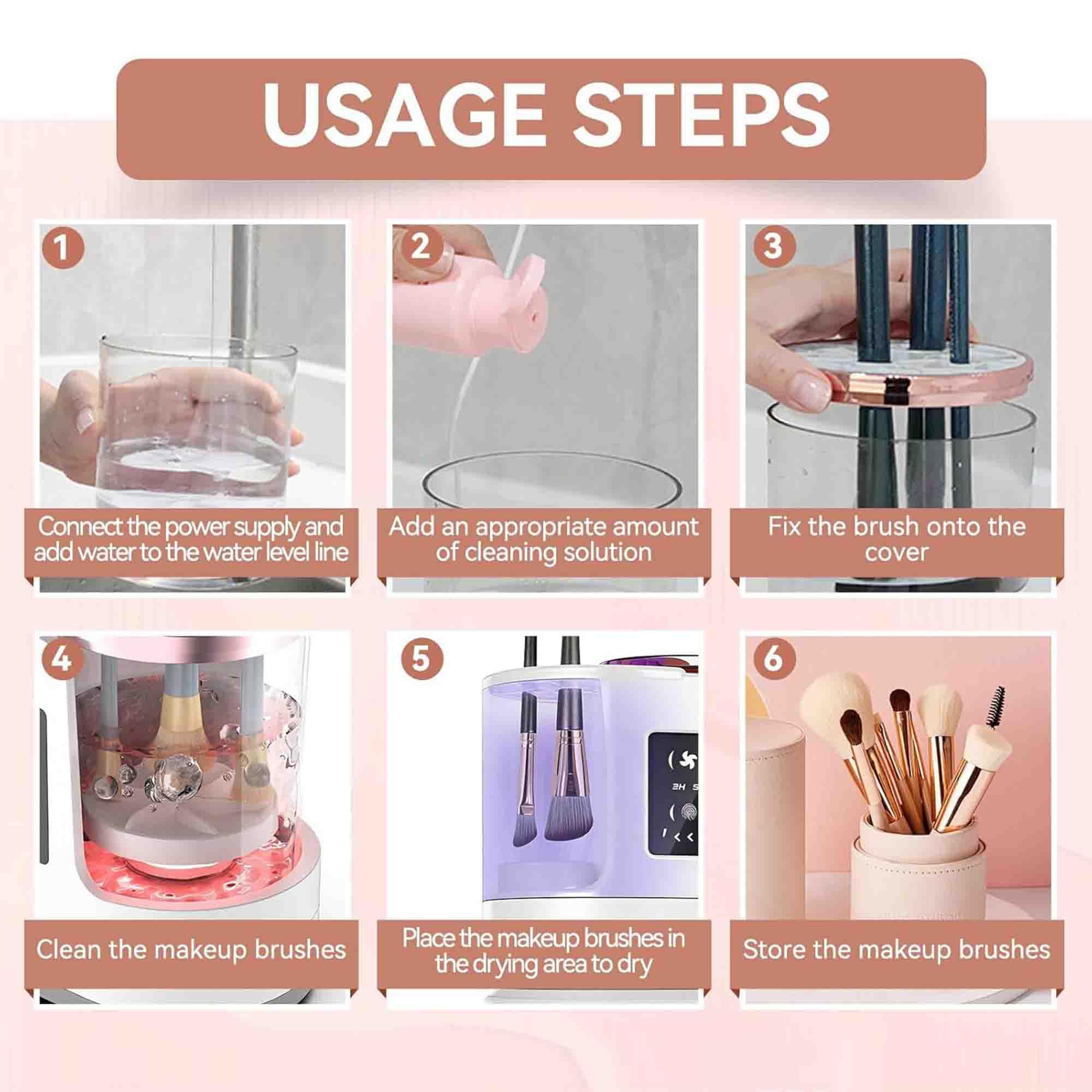 Nettoyeur de pinceaux de maquillage électrique, outil de nettoyage automatique USB, machine détachable des pinceaux de beauté, nettoyage cosmétique à séchage rapide
