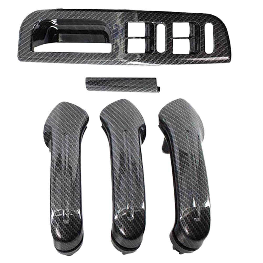 HWdgVdXss Carbon Fiber Interior Door Handle Grab Cover Switch Bezel Compatible with MK4 1998 2004 LHD RHD(Black Lefthand driv)