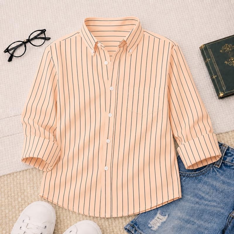 Image of Kids Cotton Full Sleeve Shirt Casual Look Comfortable Stylish Outfit for Boys Everyday Use