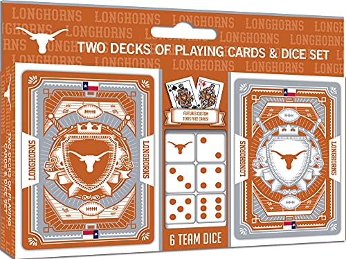 Image of MasterPieces Game Day - NCAA Texas Longhorns 2-Pack Playing Cards & Dice Pack - Officially Licensed Set for Adults and Family