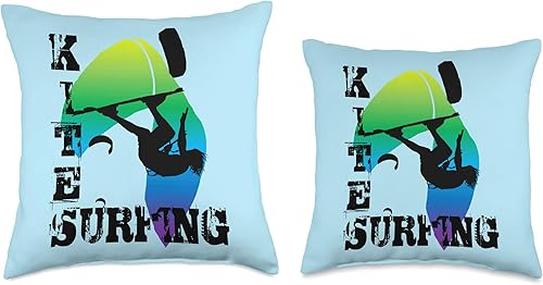 Miniatura 3 de Kitesurf Gifts and Surf Lover Tees by taiche Surfing with Freestyle Kitesurfer and Kite 1 Throw Pillow, 16x16, Multicolor