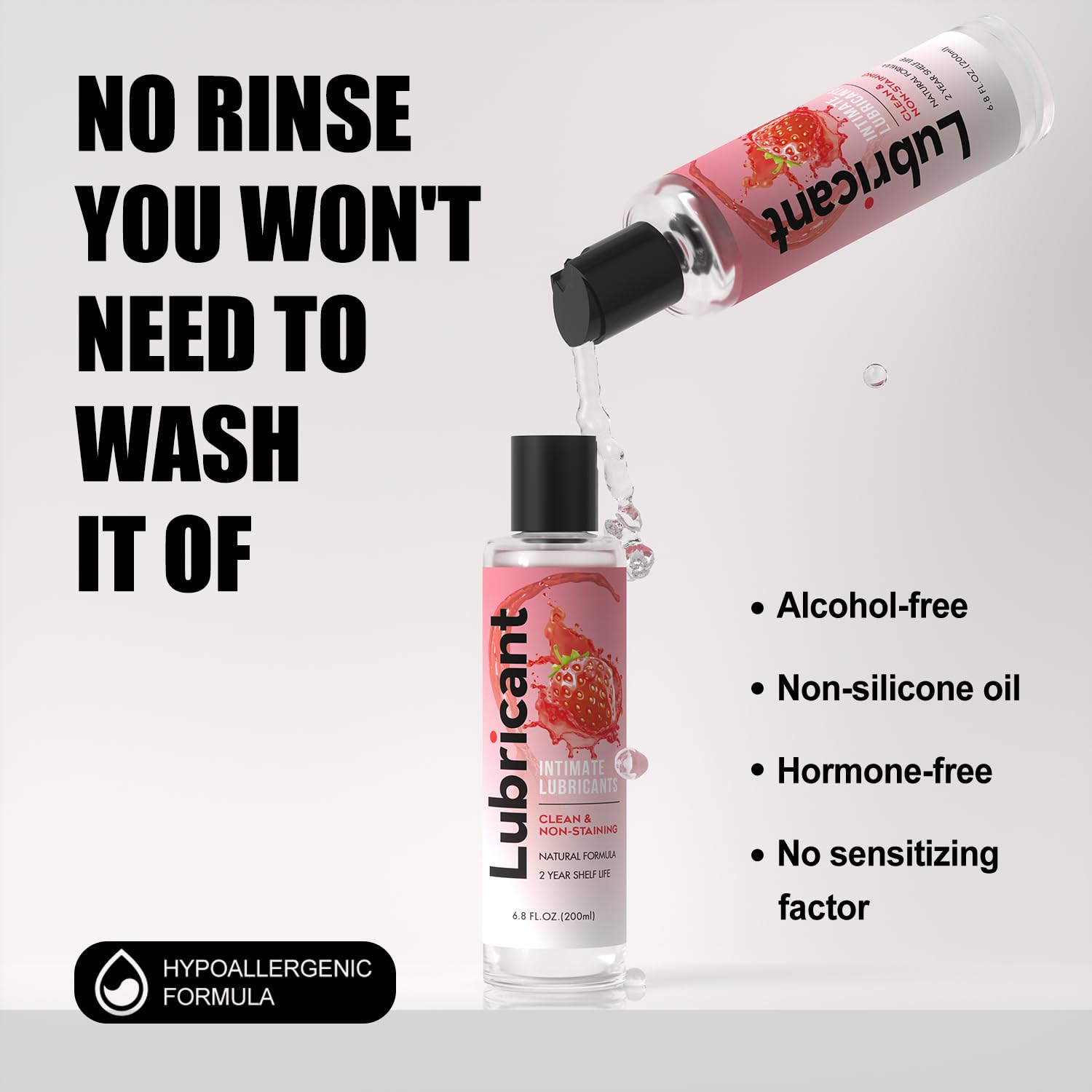 Water-Based Lubricant Ultra-Smooth Gel Personal Lubricant Non-Drip Sex Lubricant for Men, Women, and Couples - Strawberry Flavor - 200ml — view 5