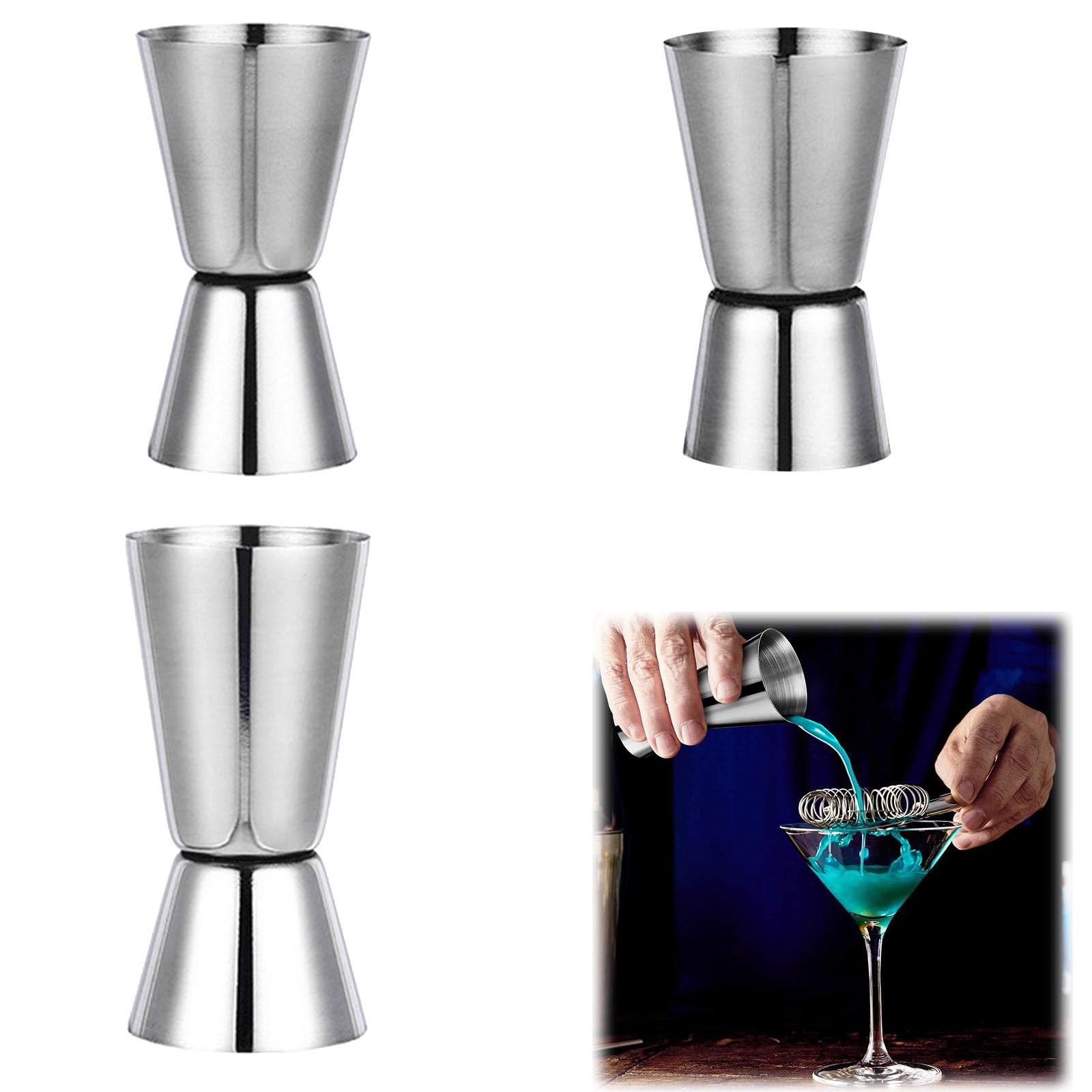 3 Pièces Doseur Cocktail, Double Tasse à Mesurer Doseur Alcool En