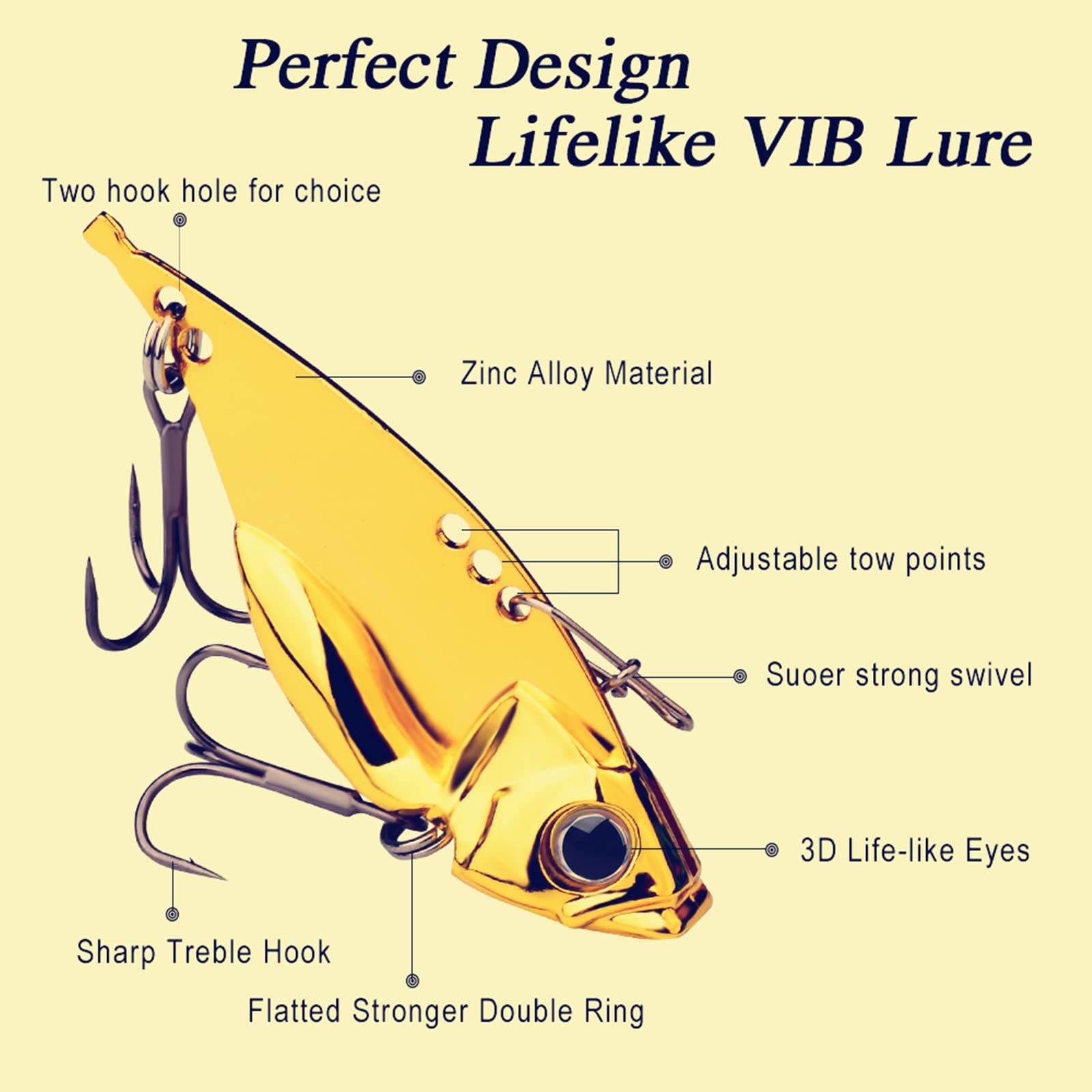Zsrivk 10PCS Fishing Lures Metal VIB Hard Blade Baits for Bass, Spinner Spoon Metal Fishing Spoon Crankbaits Swimbaits for Trout Walleye Crappie Saltwater Freshwater Blade Bait Fishing