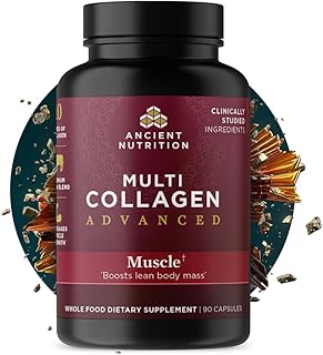 Ancient Nutrition Advanced Collagen Protein Muscle with Probiotics, Hydrolyzed Collagen Peptides Supports Healthy Body Com...