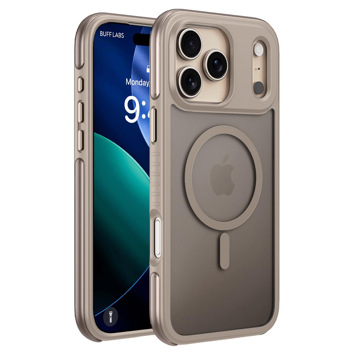 Buff iPhone 17 Pro Max Kablosuz Şarj Uyumlu Air Bumper Kılıf, Darbe Önleyici, Tam Koruma (Altın Rengi)