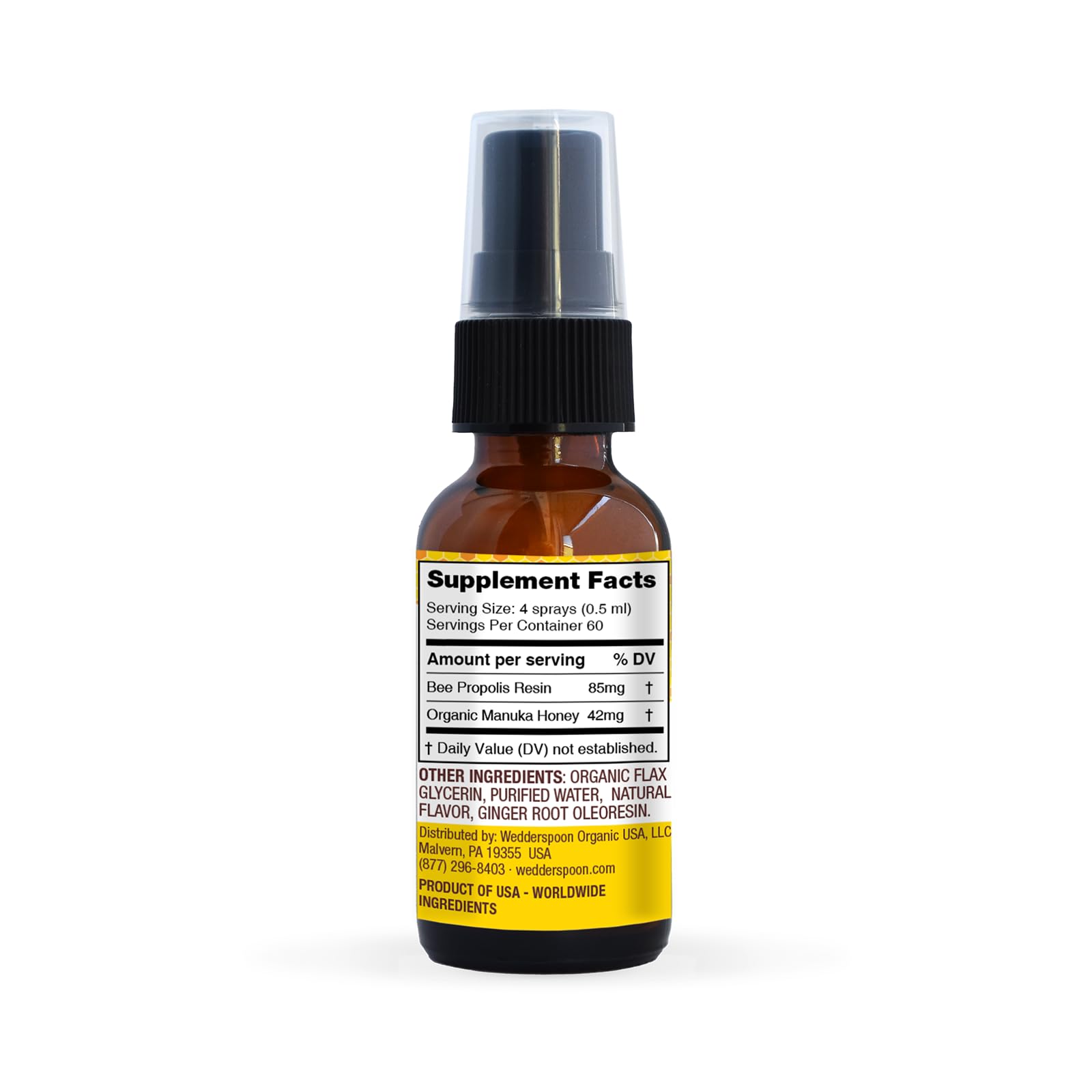 Wedderspoon Propolis & Manuka Honey Throat Spray, Lemon & Ginger, 1 Fl Oz — Amazon image 2