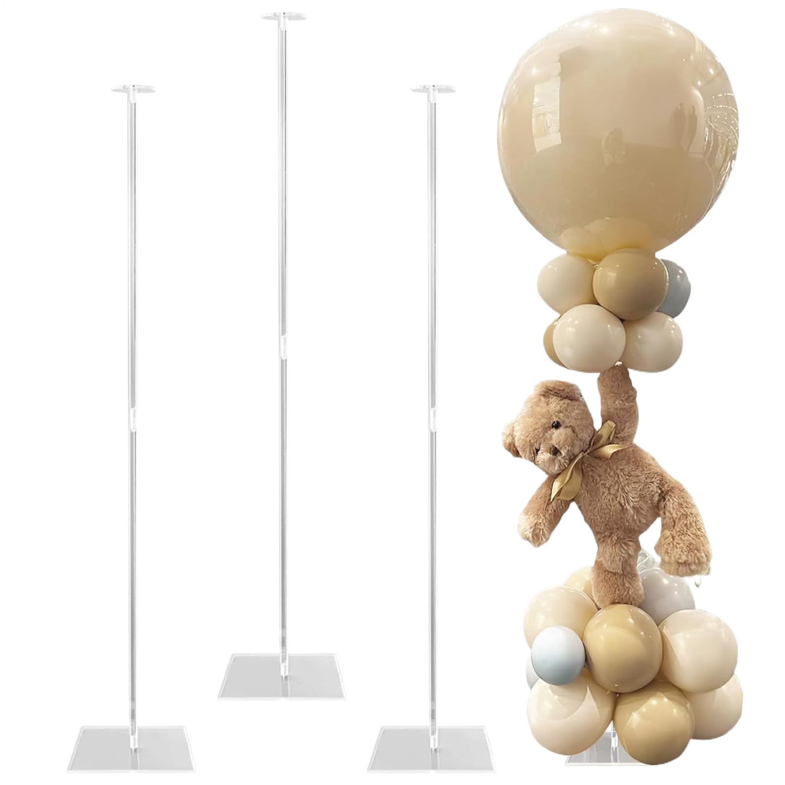 Tischballonständer – transparenter Ballonständer aus Acryl, 80 cm, 4 Stück, transparent, für Events, Hochzeiten, Geburtstage, Partys, Dekorationen