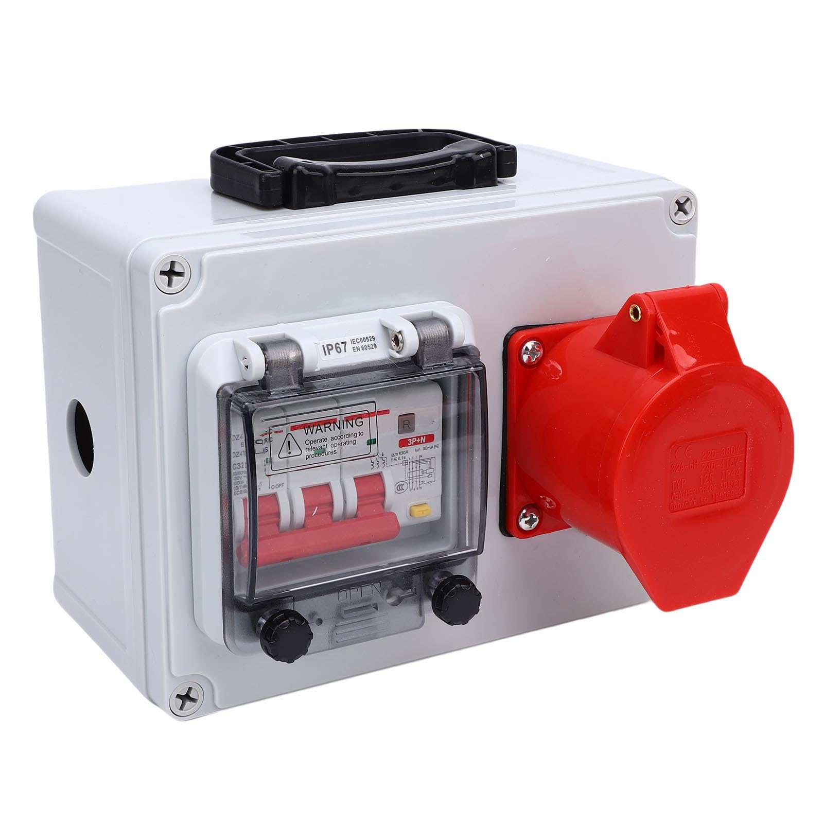 Scatola di Derivazione Industriale, Scatola di Distribuzione per Presa Elettrica in Plastica Tecnica Impermeabile IP44-67, di Giunzione Elettrica Portatile con Giunto Coordinato per Cantiere