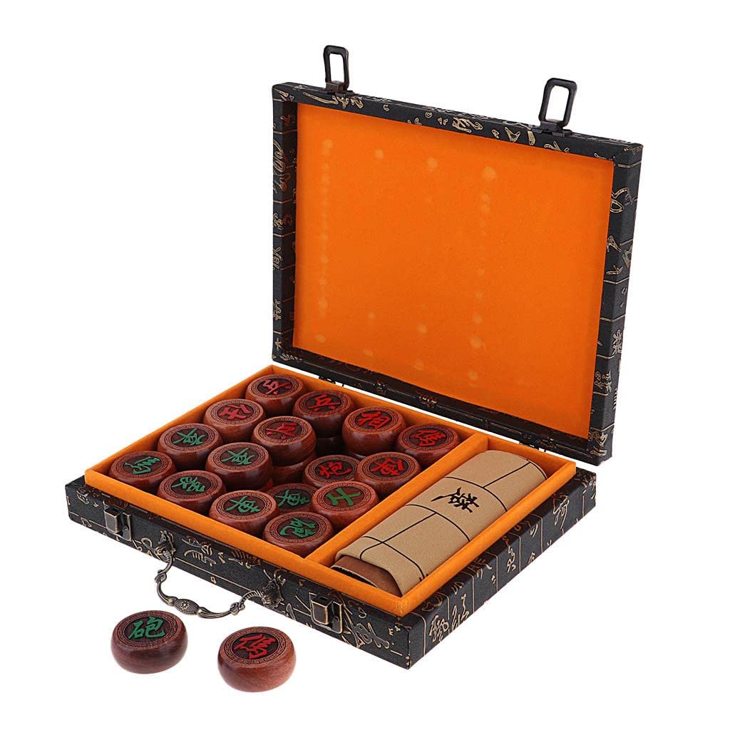 Jeu D'échecs Chinois (Xiangqi), Jeu de de Voyage avec Plateau En PU et Pièces de Jeu En Bois dans Une En Bois