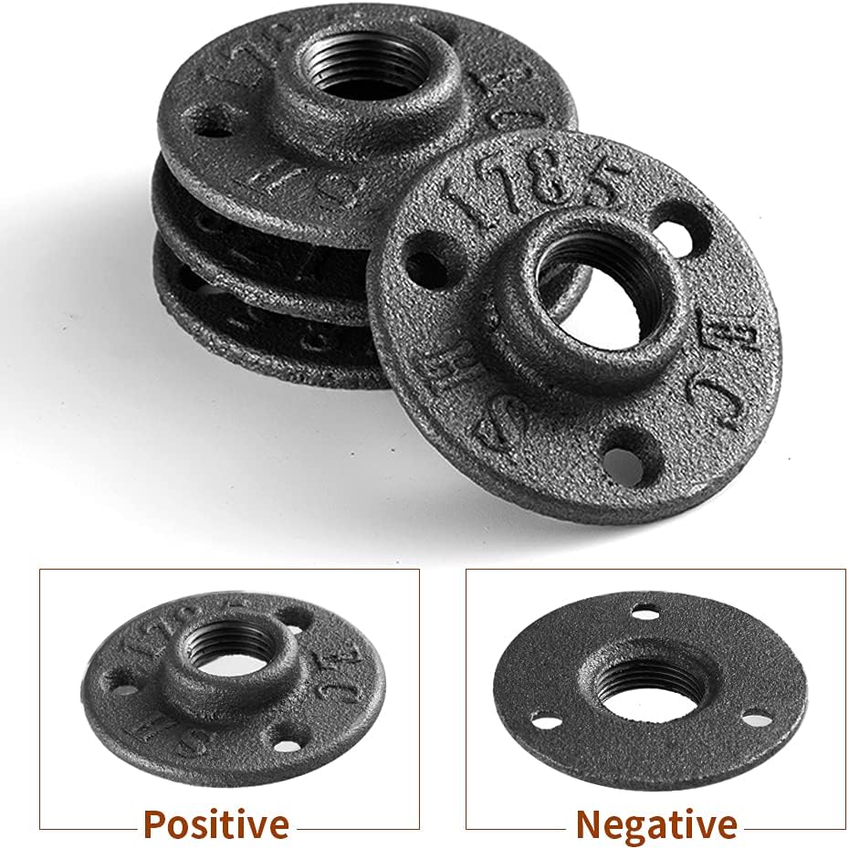 1/2" Floor Flange 20 Pack, Janyang Iron Pipe Fittings Flanges 1/2 (0.5) inch with Threaded Hole Industrial Vintage Style Decoration for DIY Project Shelving Furniture