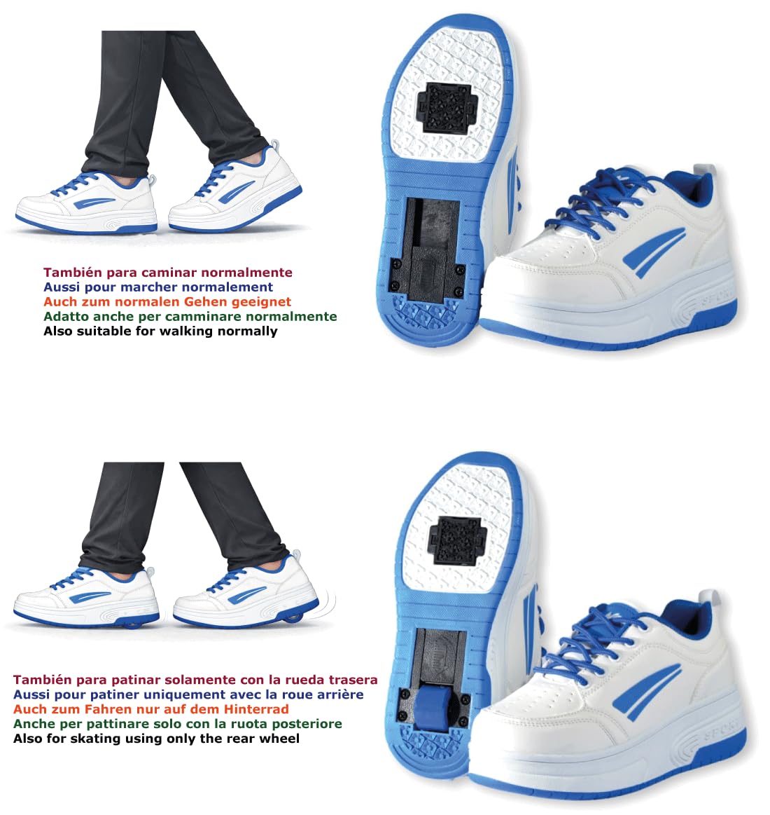 Chaussures de Sport à roulettes rétractables automatiques.