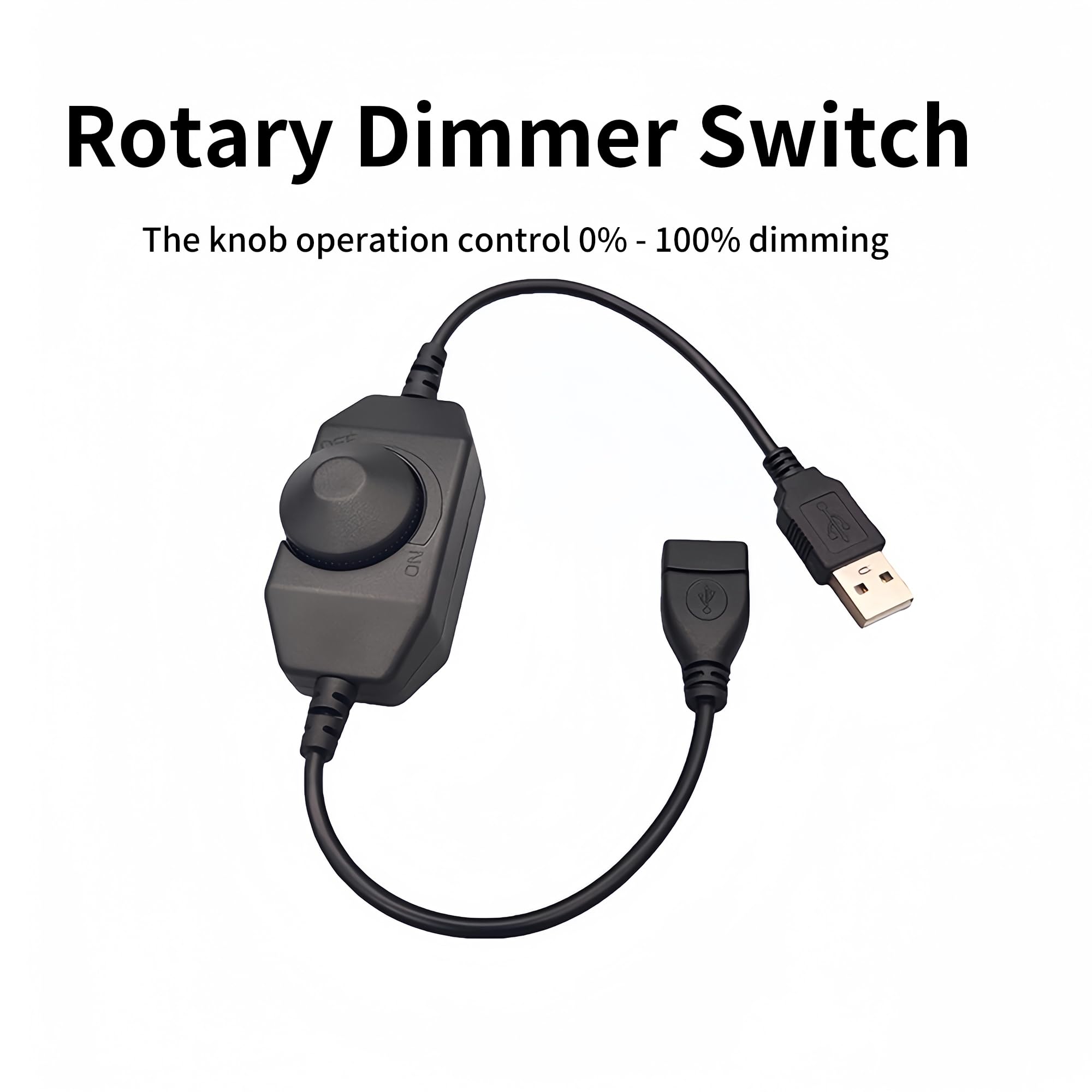 Clearhill 2Packs 5V USB Rotary Dimmer Switch with USB Male and Female Connectors(Black),Brightness Adjustable Controller,Manual Knob Dimmer Switch for 5V LED Strips Lights - Image 3