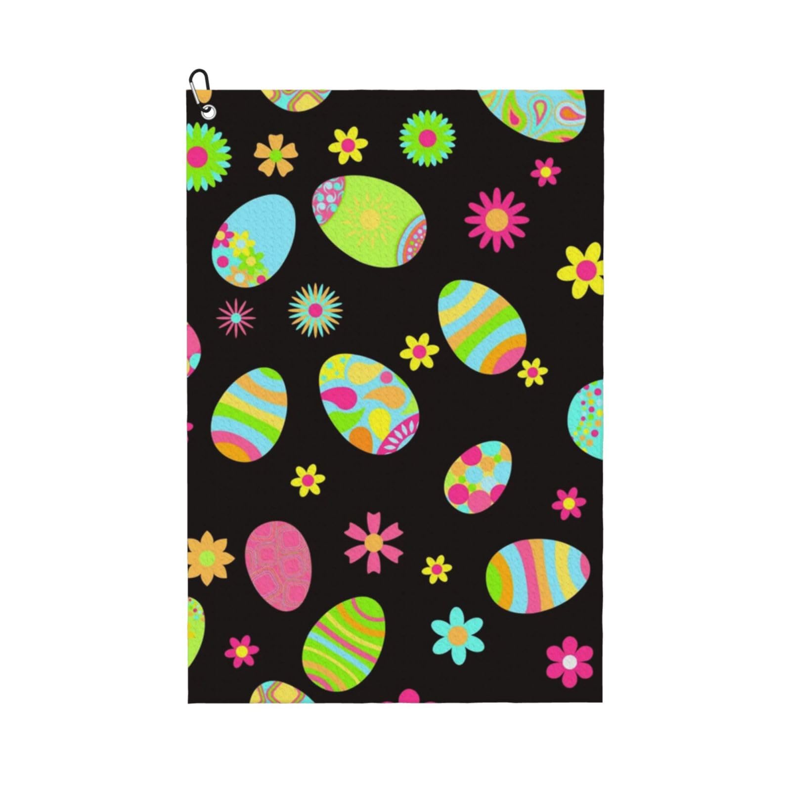 Hnnkloy Happy Easter Colorful Easter Eggs, 16x24 in Portable Waffle Golf Towels with Carabiner Clip for Golf Bag