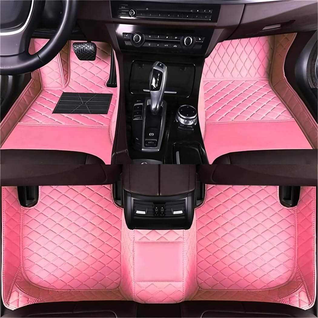JONGIA Custom Car Floor Mats for Mercedes Benz A B CLA CLS CLK GLE GLS GLA GLK GL GLC SL CLS SLC R SLK - Front Rear Custom Waterproof Car Carpets Cargo (Pink)
