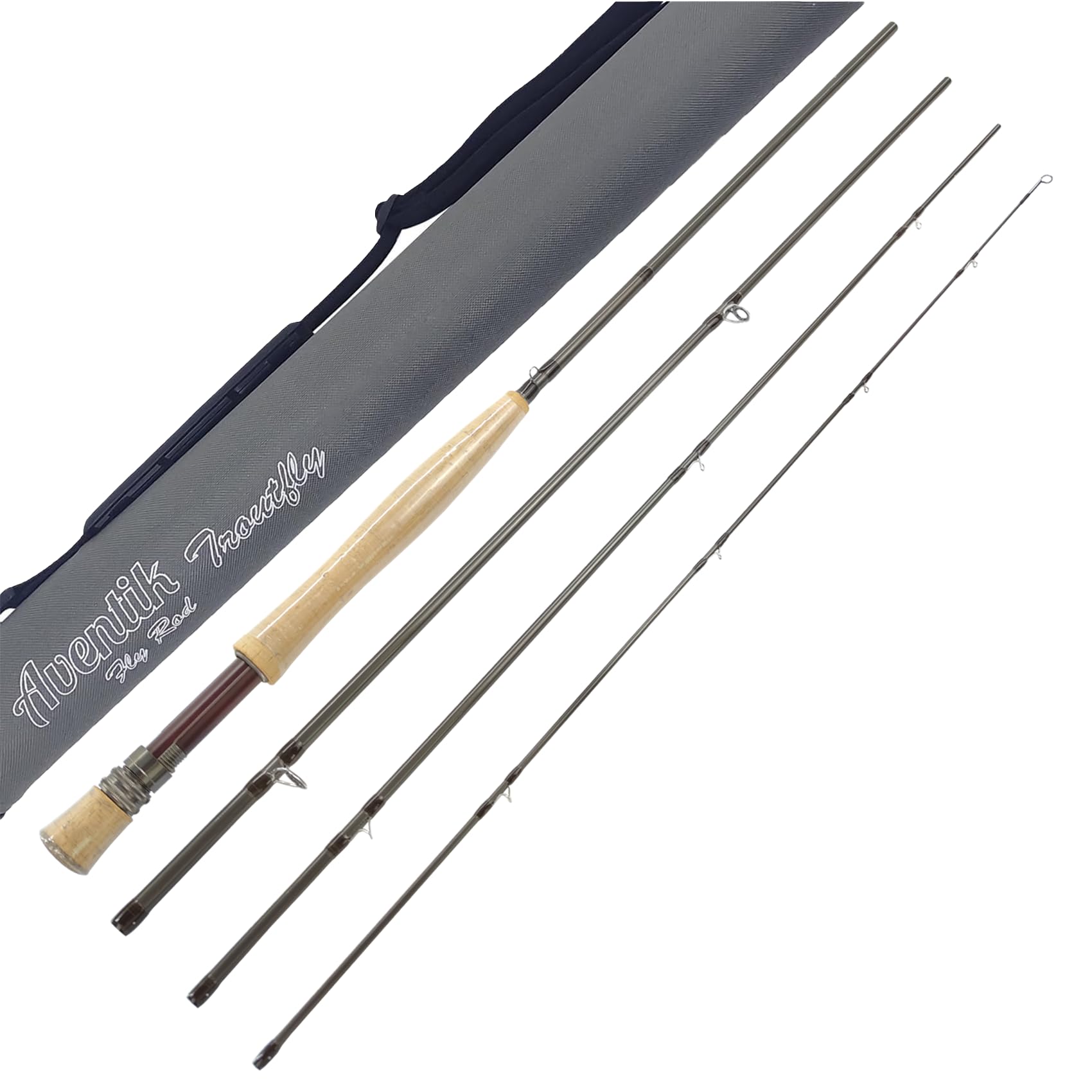 Aventik TroutFly Series Fly Fishing Rod, Carbon Fiber Ultra-Fast Action, Ultra-Portable 4-Piece Trout Rod with Cordura Rod Tube, 9'/9'6"/10', LW4-9 Options