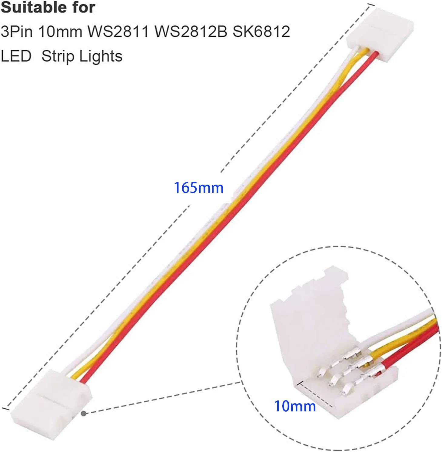 Kit Connettori LED A 3 Pin Per Strisce COB 8mm – Set Con Connettori A L, T, Prolunga E Cavo 5m - 3