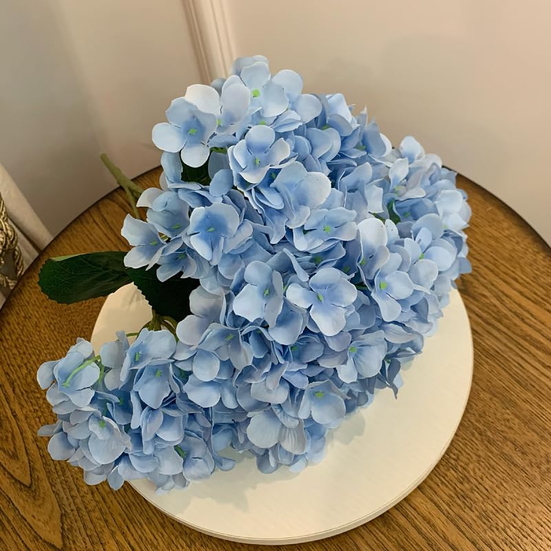 AOEGBY Flor Artificial Imitation Flower 5 Head Hydrangea Wedding Vase Ceiling Road Guide Decoration False Project Home Decoration Silk Flower Paniculata Artificial(Sky Blue,1pc)