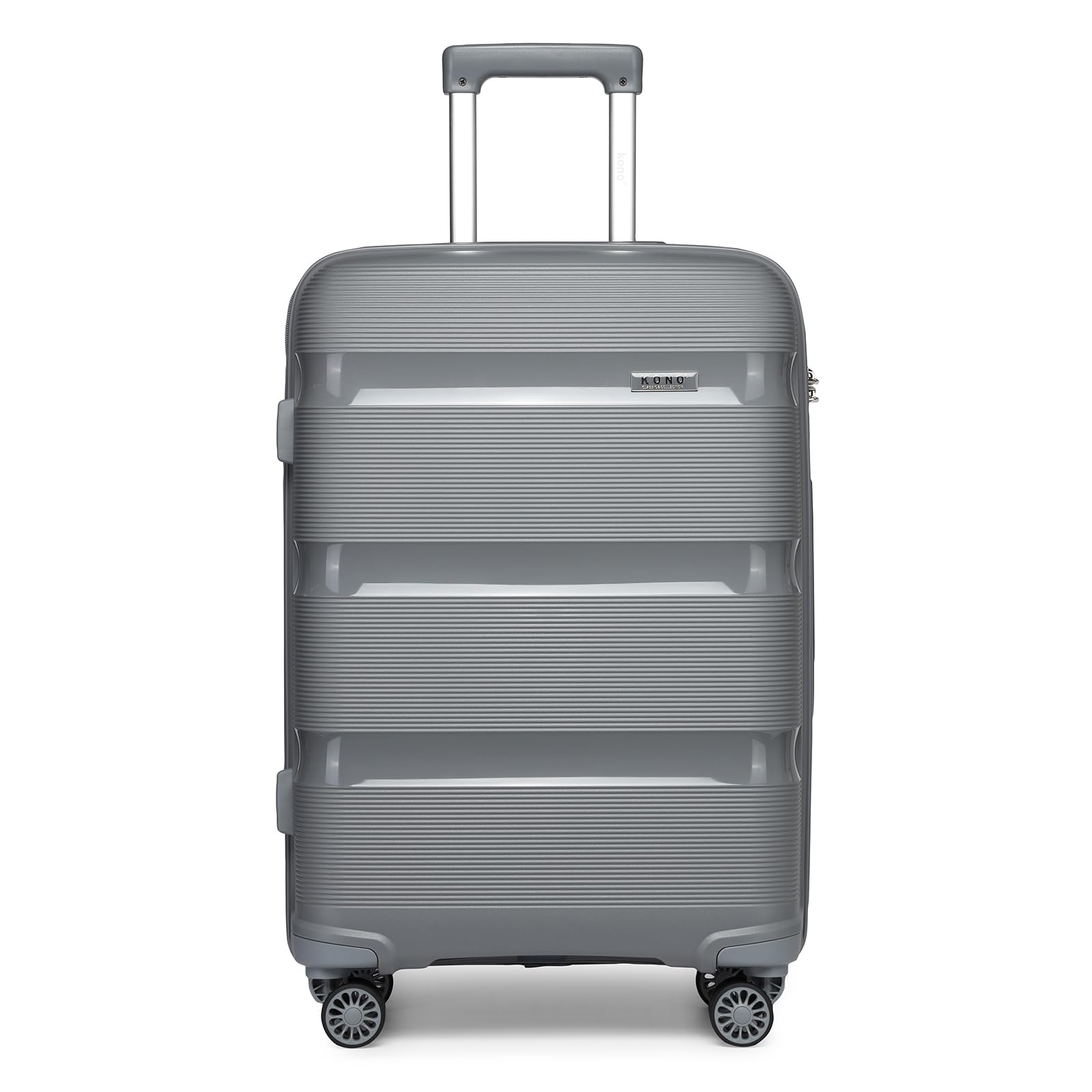 KONO Trolley Bagaglio a Mano Rigida Valigia da Viaggio in Polipropilene con 4 Ruote e Lucchetto TSA 55x40x20cm, Grigio
