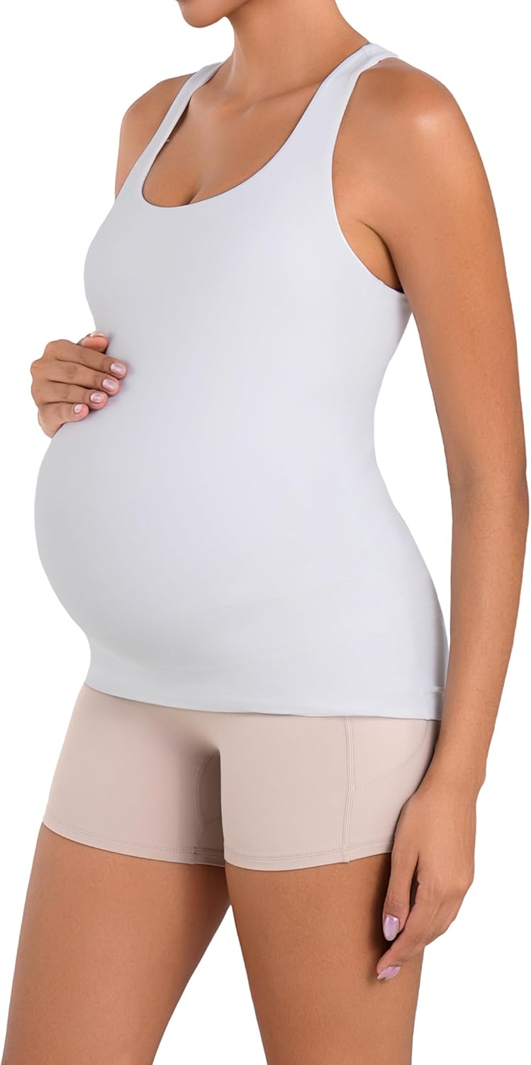 Sunzel Maternity Tank Tops with Built in Bra Sleeveless Pregnancy Racerback Summer Cami Shirts