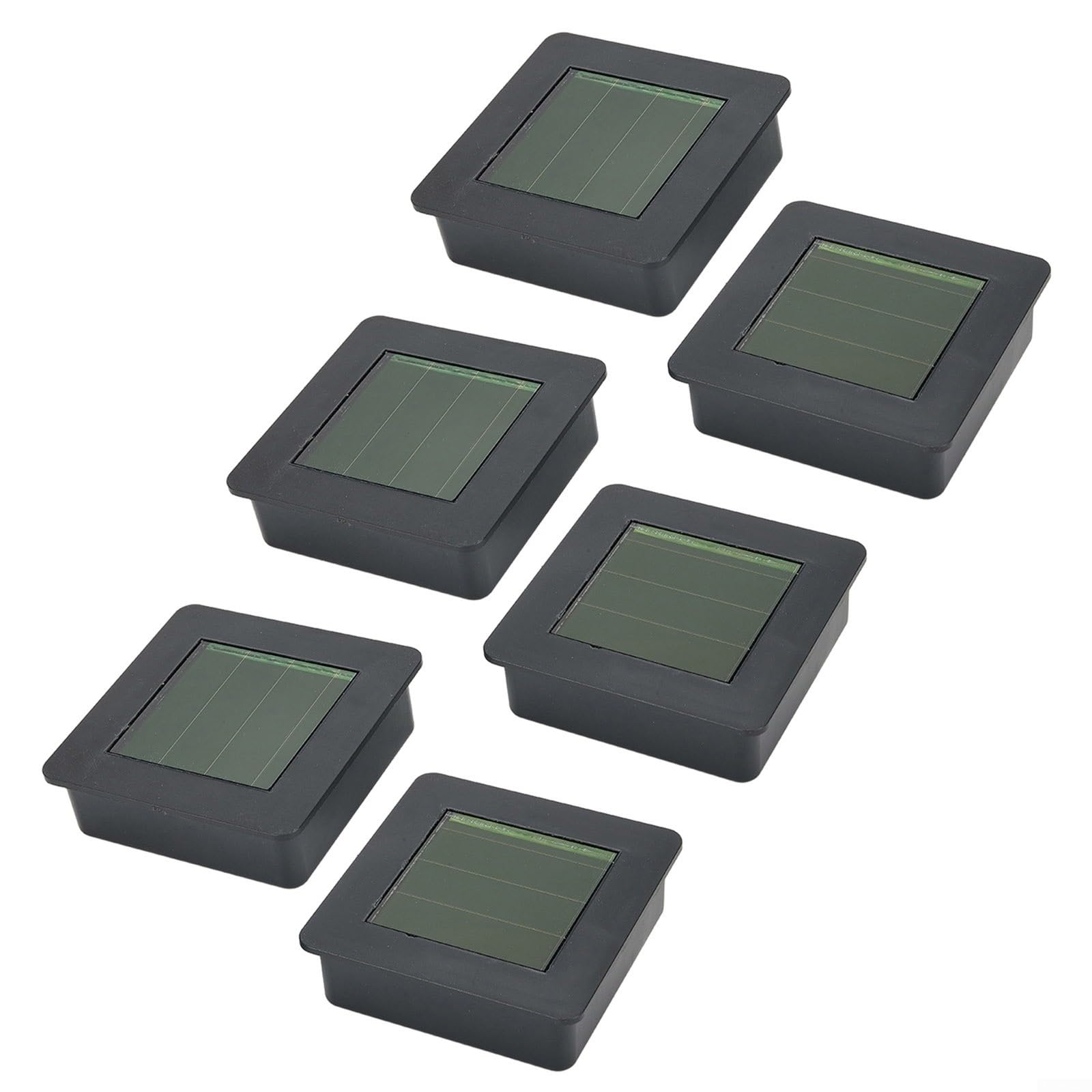 CNANRNANC 6 Pack Solar Light Replacement Top With Square Amorphous Silicon Panel And Aa Rechargeable Battery, Black Plastic Shell, Warm White Or Colourful Led For Outdoor