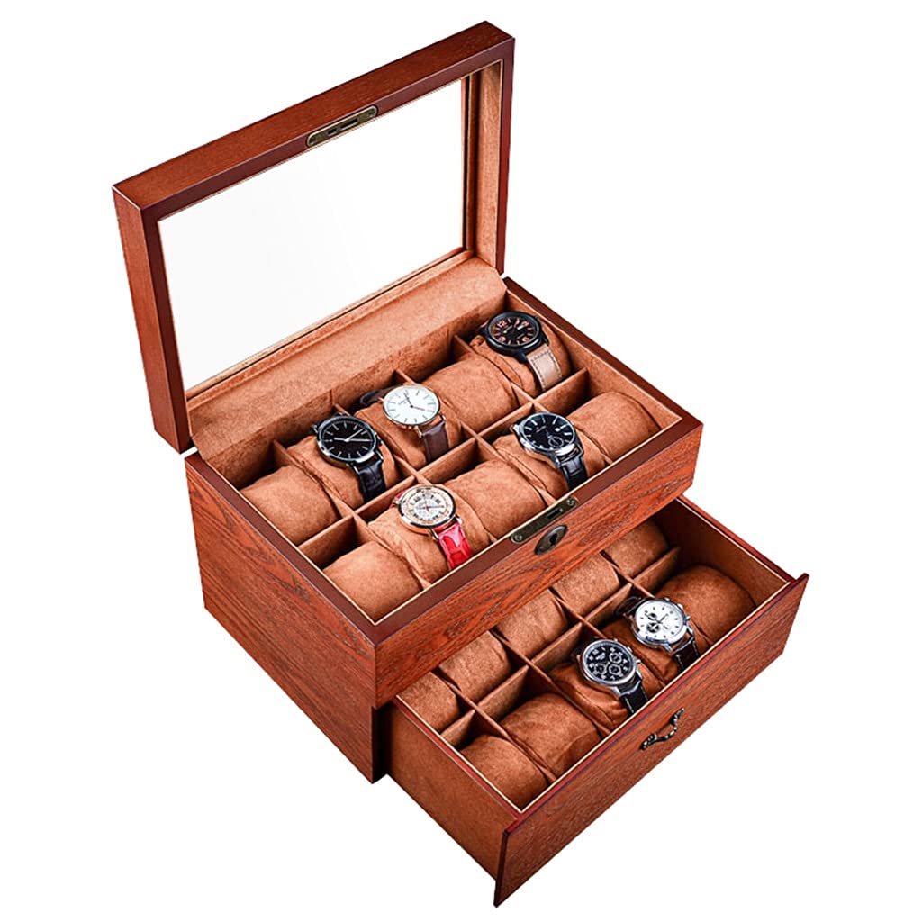 Boîte à montres 20 emplacements en bois : le cadeau d'anniversaire idéal pour homme