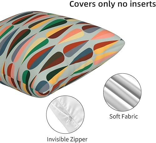 Miniatura 3 de bassyil Juego de 2 fundas de almohada decorativas de lino retro de mediados de siglo, fundas de cojín cuadradas para sofá, dormitorio, patio, 18 x