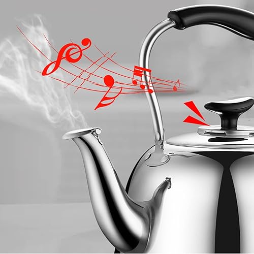 Miniatura 2 de Hervidor de té, hervidor de té, tetera silbante, tetera clásica de acero inoxidable para estufa con mango ergonómico, acabado espejo (color un