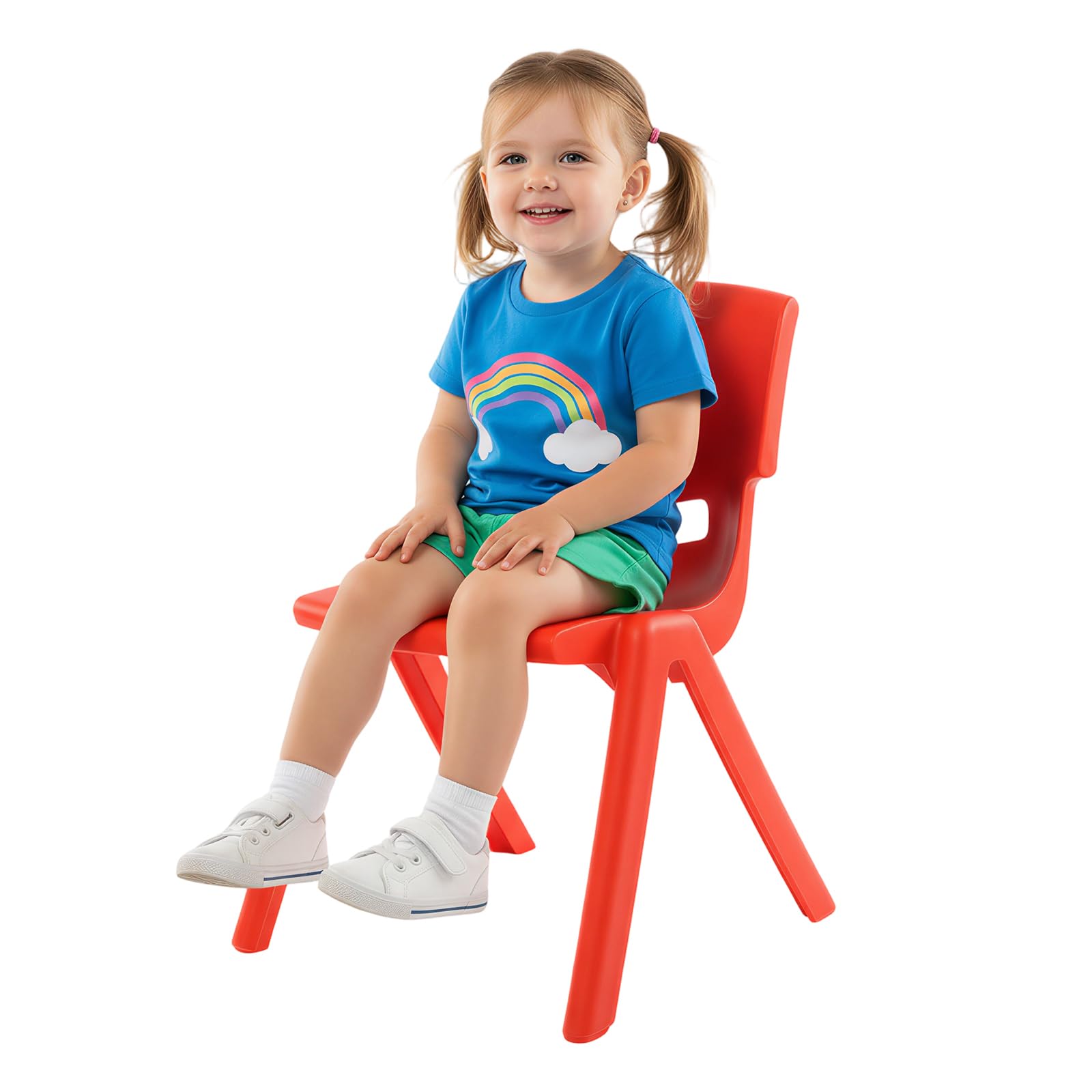 6 sillas escolares apilables de 36 x 32 x 52 cm, con diseño apilable y respaldo ergonómico, sillas de plástico resistentes para aulas, guarderías