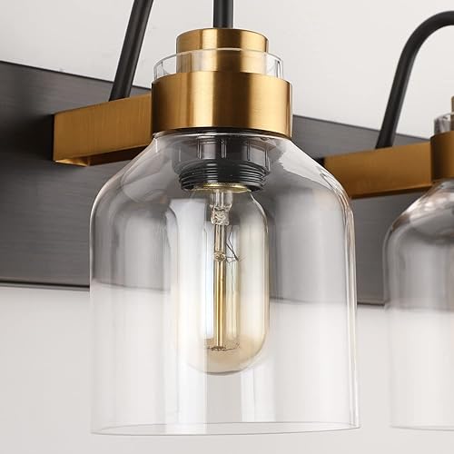 Miniatura 6 de PRESDE Lámparas de tocador de baño bronce cepillado negro vanidad 5 luces para iluminación de pared de baño