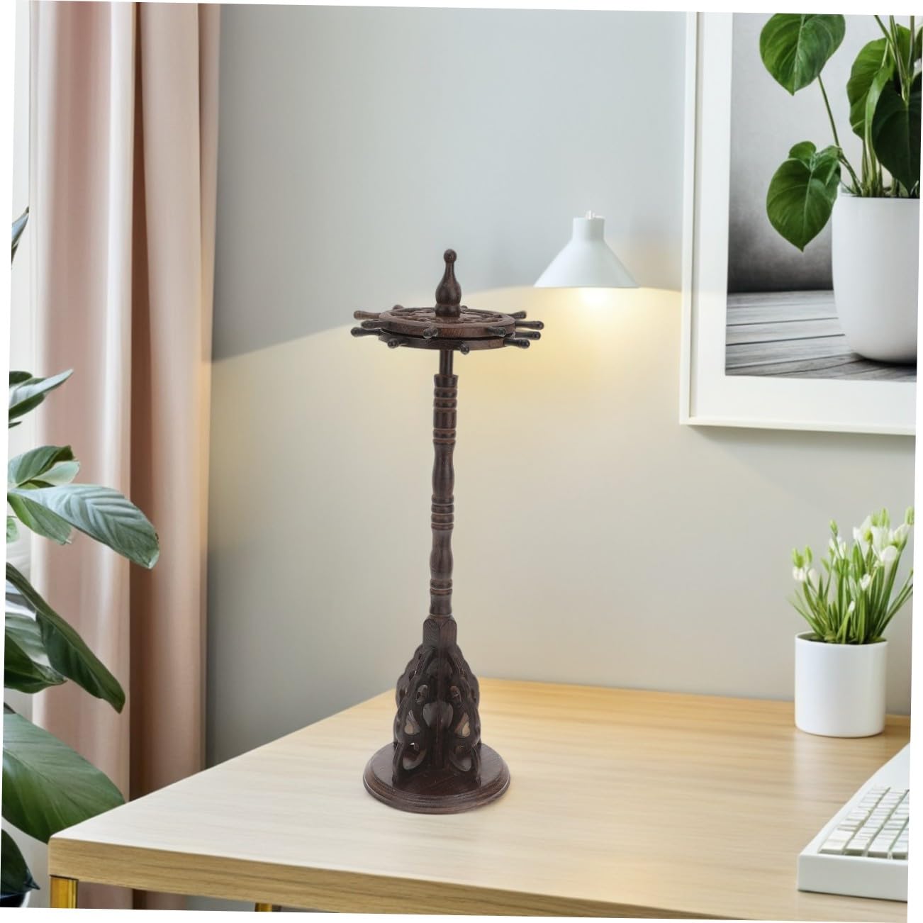 Stiftehalter Zufälliger als Dekorative Schreibtischaufbewahrung aus Multifunktional mit Runder Schwarzem Holz Drehbarem 13-Fach Pinselhalter Stil und Büro Schule