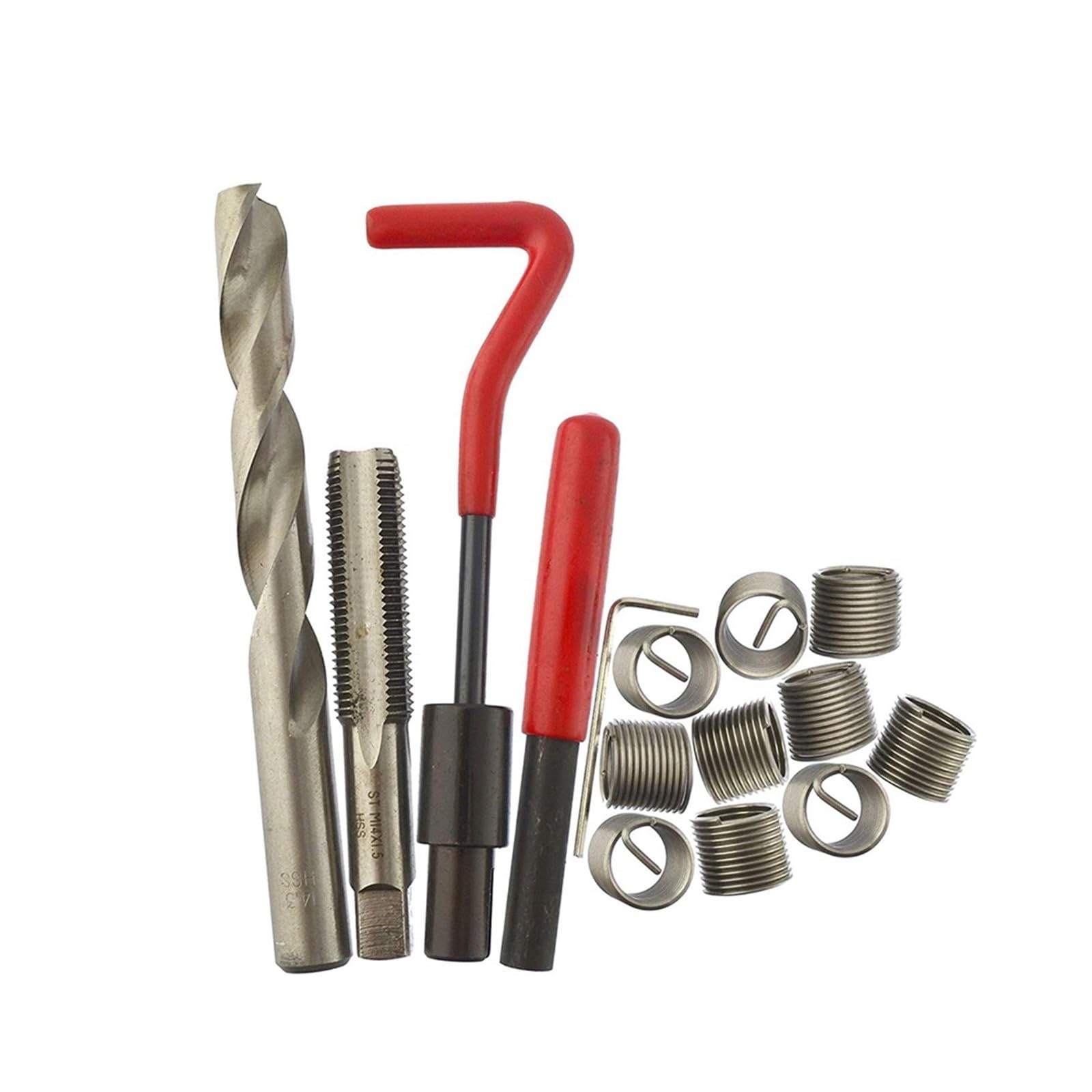 LoRier 15 uds/20 Piezas Uds/30 Uds Kit de inserción de reparación de Rosca métrica M5 M6 M8 M10 M12 M14 Helicoil Car Pro Herramienta de Bobina Herramienta de reparación de automóviles (Color : 15Pcs