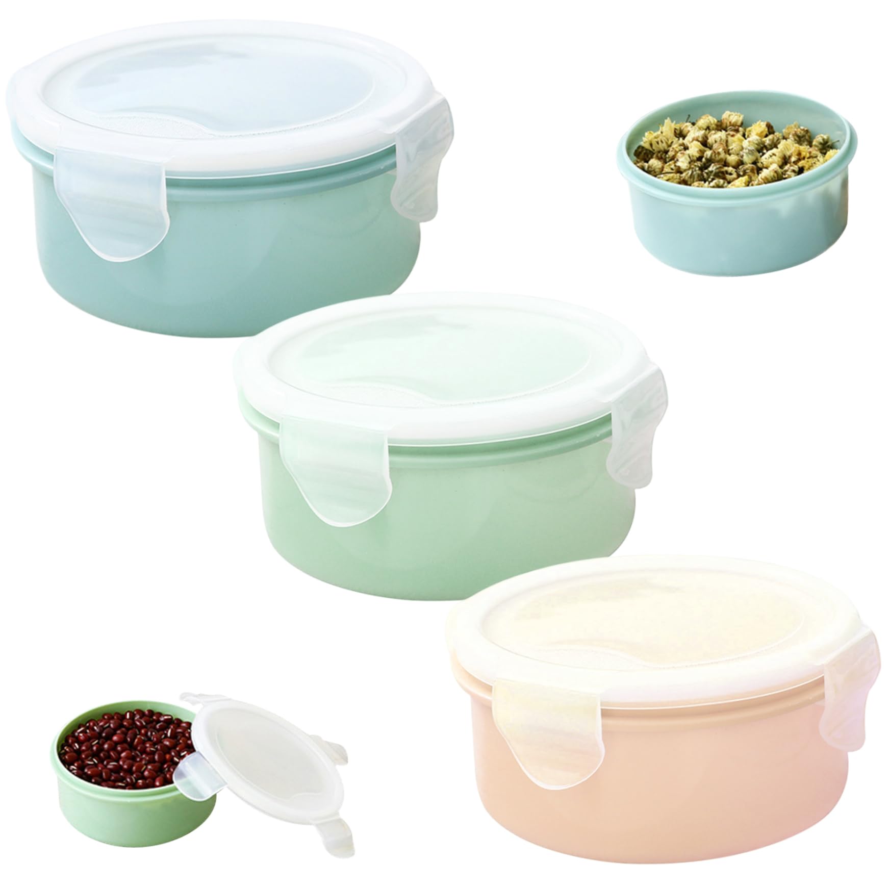 fkngcp Food Storage Containers for Fridge 3Pcs Round Stackable Small Food Containers with Lid Fresh Keeping Leakproof Storage Box for Home Kitchen