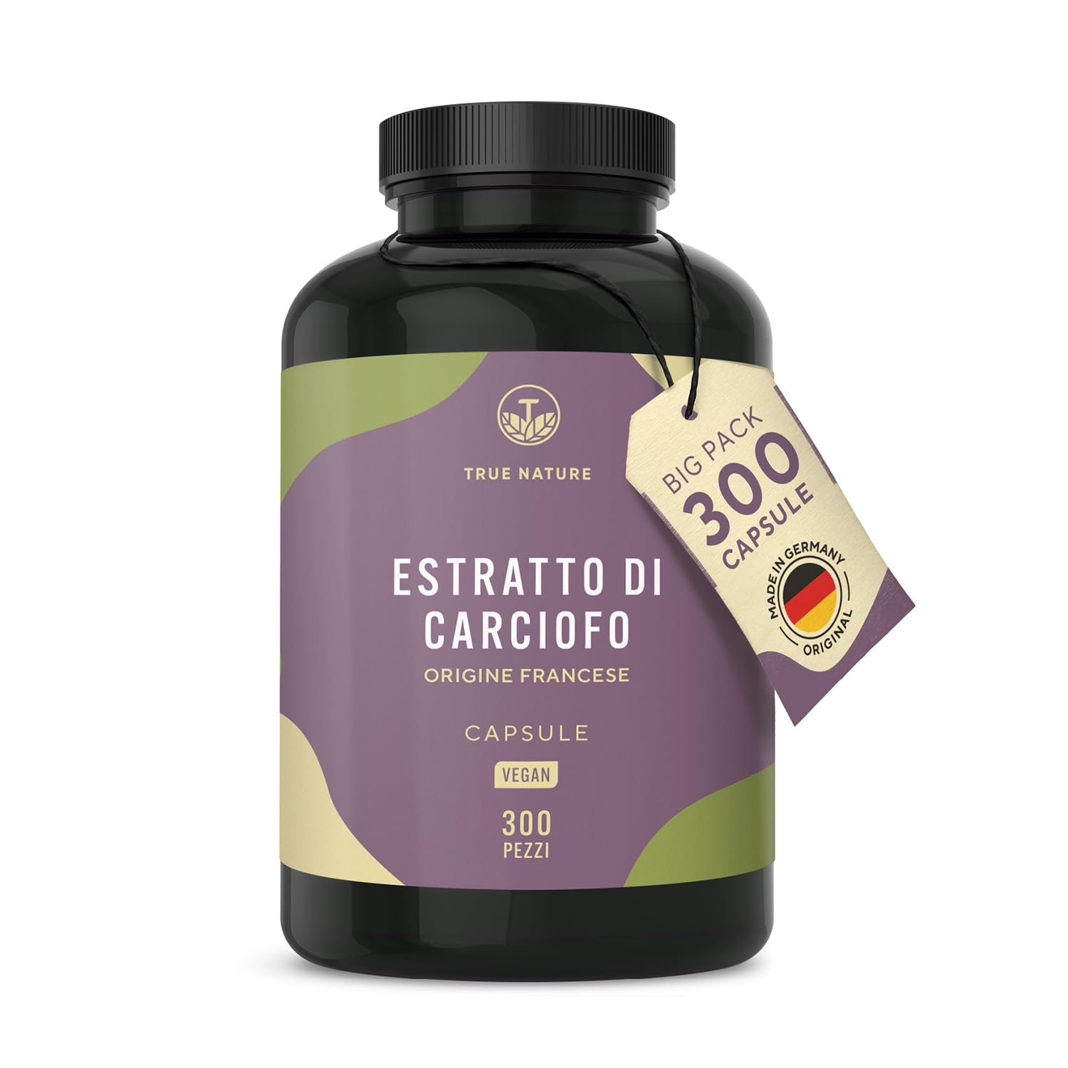 Estratto di carciofo - 300 Capsule - 2.400mg dose giornaliera - Alto dosaggio (12:1) - 60mg di cinarina - Estratto carciofi francese - Vegano - Testato in Laboratorio, produzione Tedesca - TRUE NATURE