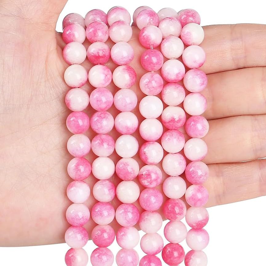 XIANNVXI 8mm Round Pink Beads for Crafting,Pink Crystal Beads for Jewellery Making for Jewelry Making 47 Pcs