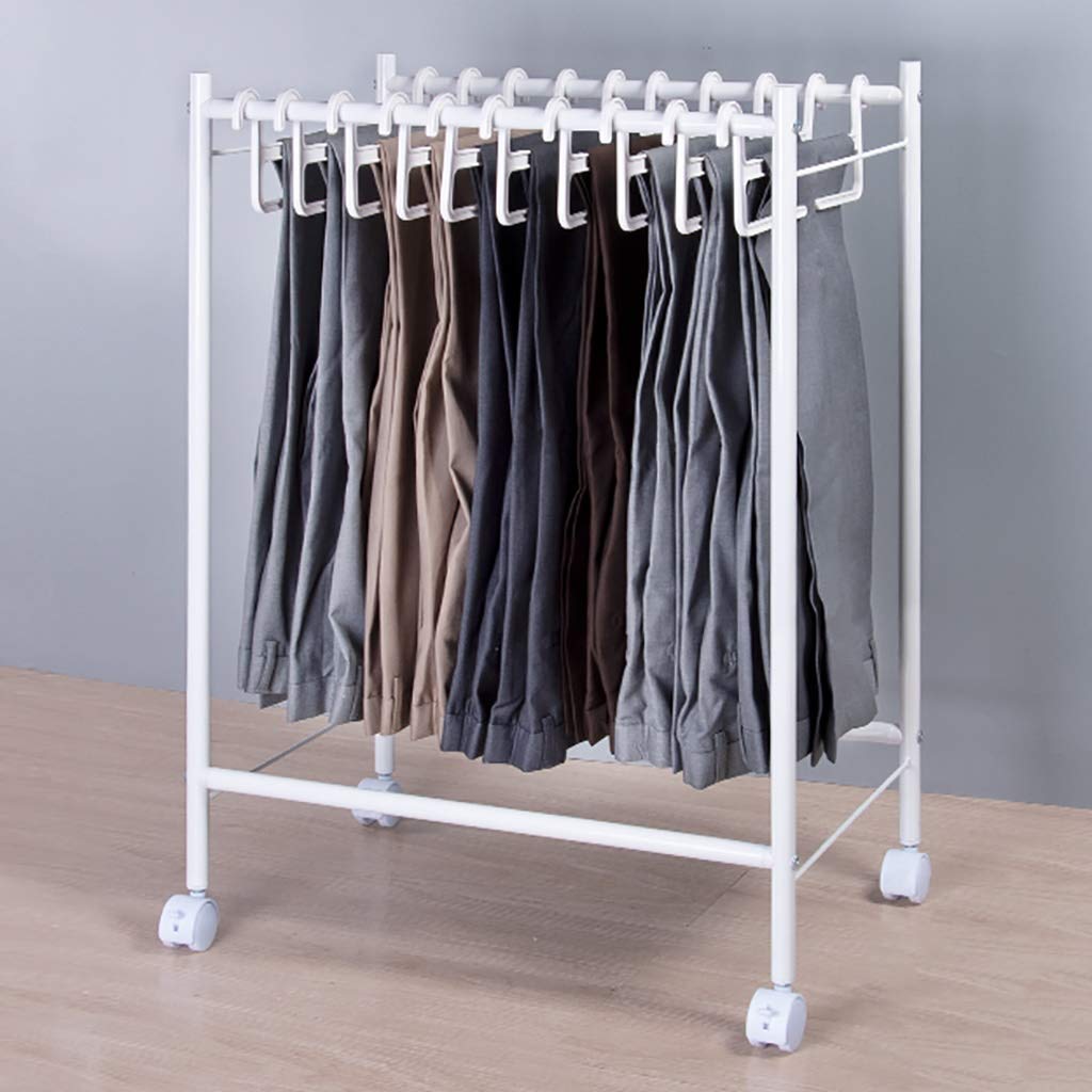 Perchero móvil para Pantalones, Soporte para Bufanda de Ancho Ajustable con Ruedas giratorias, Perchero para 20 Pantalones para guardarropa, Color Blanco