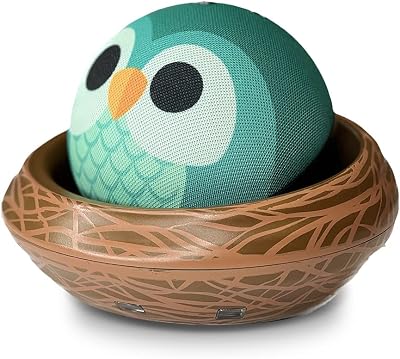 Echo Dot (5. Generation, 2022) Kids | Für Kinder entwickelt, mit Kindersicherung | Eulen-Design mit Eulennest-Ständer