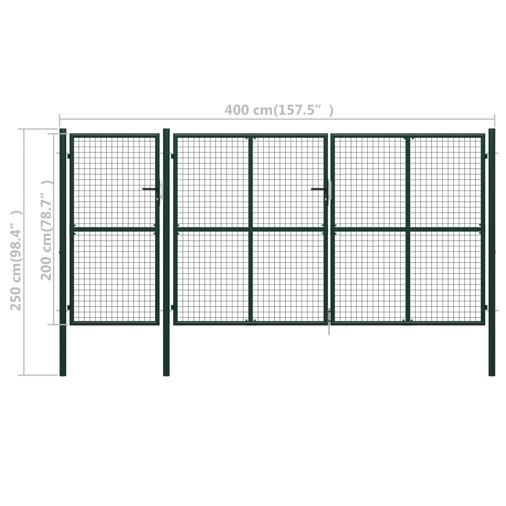 vidaXL Puerta de jardín de Acero 400 x 200 cm Verde