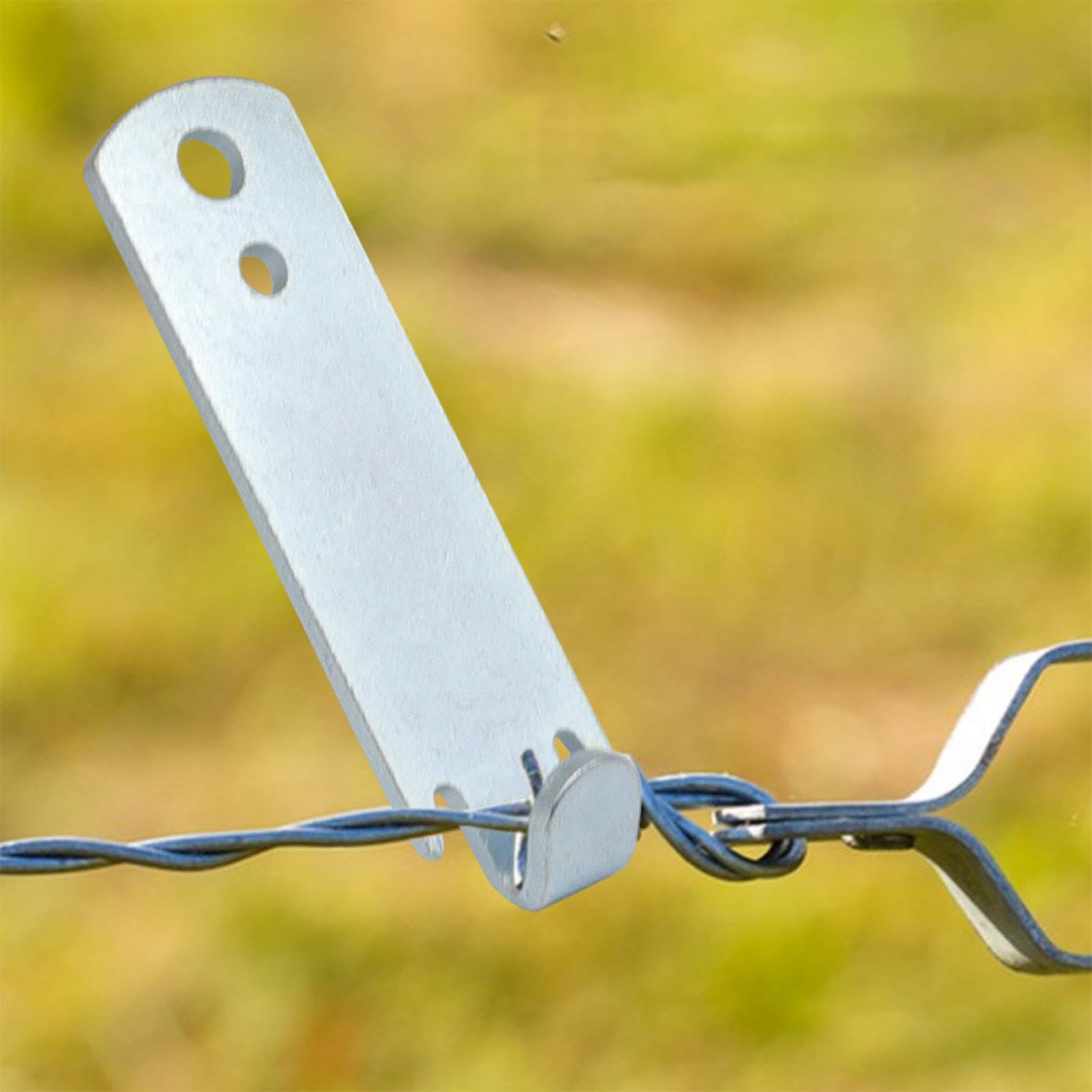 Grapas de alambre para valla, 2 clips de acero resistentes en T, herramienta tensora de alambre para vallas, herramienta ergonómica multifuncional para torcer alambre, herramienta de valla inoxidable