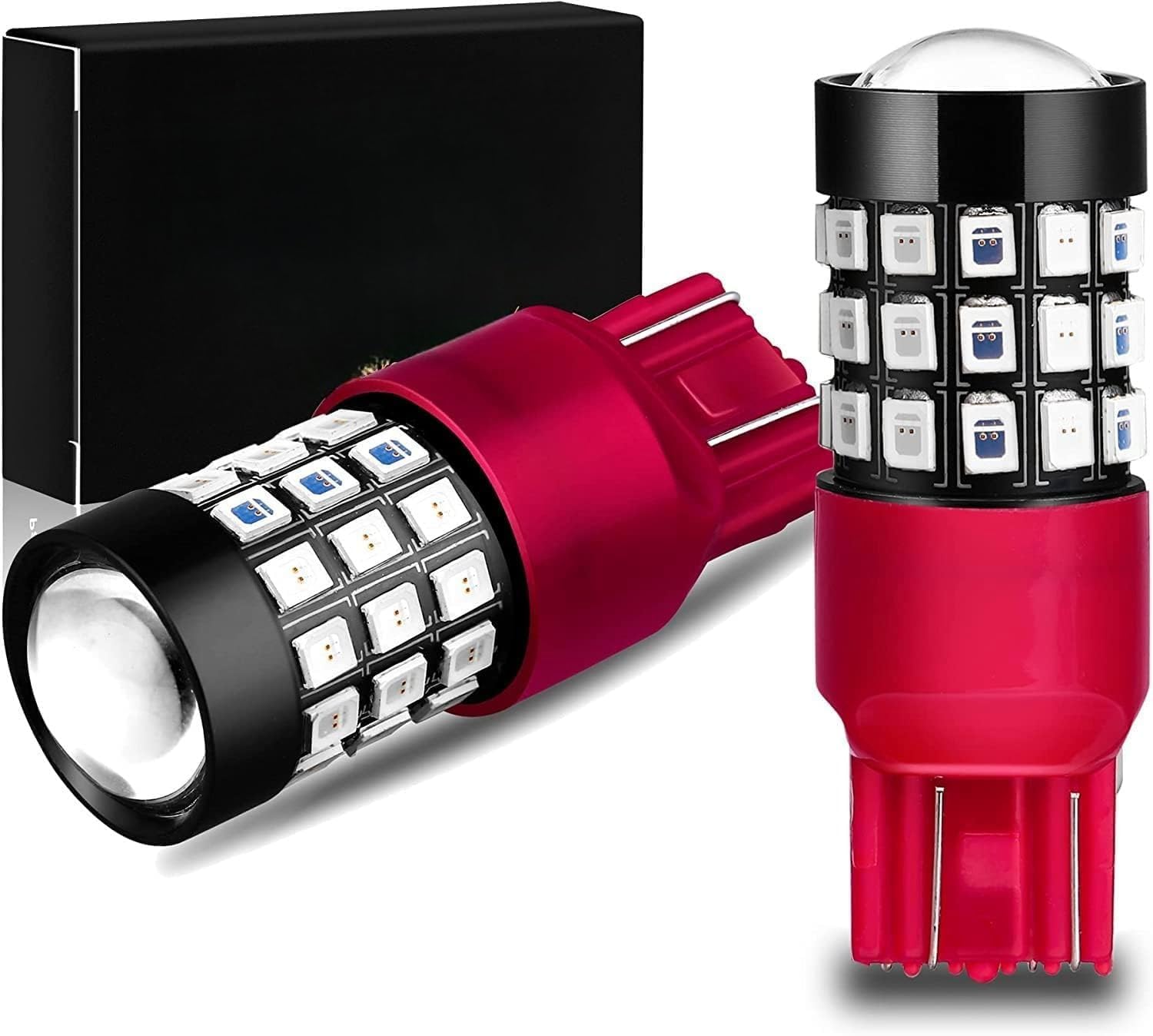 THE WHITE SHOP 2PCS Upgraded T20 7440 7443 LED Strobe Brake Lights Bulbs, Red Flashing Stop Lamps, W21W 7440LL 7443LL Strobe LED Taillights Replacement for Cars, Trucks, SUVs, Vans (Color : Red)