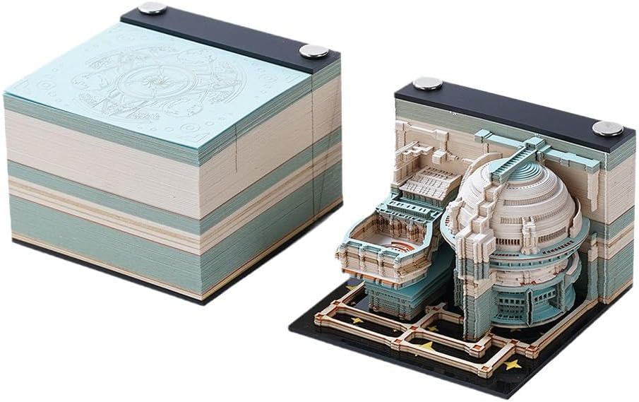 Earth Model with Calendar 2024, Earth Castle Memo Pad Notepad 3D Model Note Block Office Custom Friend Note Christmas Gifts