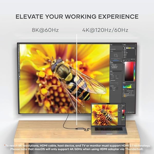 Satechi USB C to HDMI 2.1 Adapter, 8K @ 60Hz, 4K @ 120Hz, USB C to HDMI, HDR, Compatible with Thunderbolt 3/4, MacBook Air/Pro/Neo, iPad Air/Pro, iPhone 17 and More by Satechi - Image 2