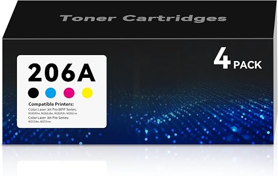 206A Toner Cartridges 4 Pack, MFP M283fdw M283cdw Toner Cartridges