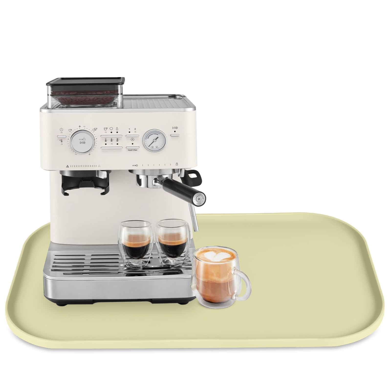 Silicone Coffee Maker Mat with Lip for Countertops, 24'' x 16'', Sage Green
