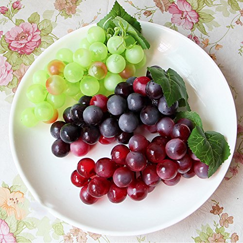 Chengsan 4 Bunches Artificial Grapes, Fake Fruit Grapes Decoration, Highly Simulated Faux Fruit Plastic Grapes Props For Home Wedding Kitchen Party Pub Decor (Green Yellow Purple Black) #TOP5