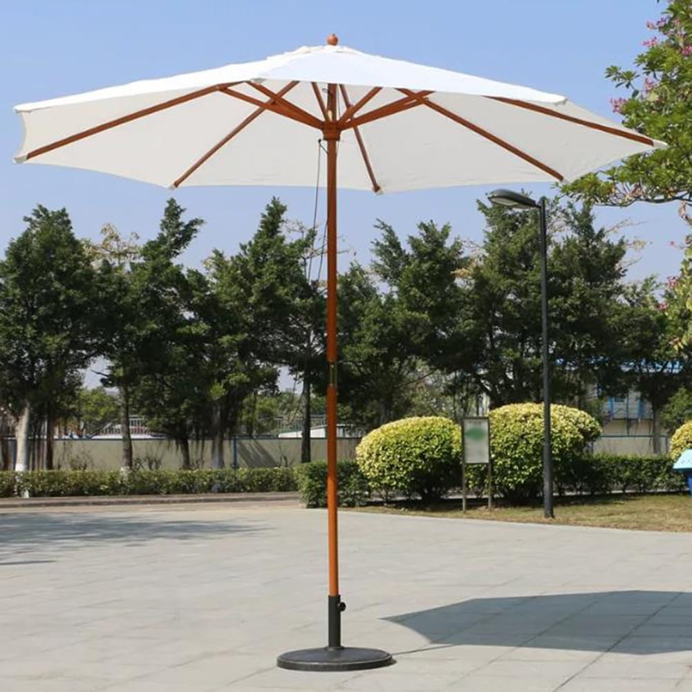 Drewniany parasol tarasowy 270 cm, duży parasol ogrodowy z 8 solidnymi żebrami i otworem wentylacyjnym, wodoodporny baldachim z poliestru do ogrodu, basenu i podwórka