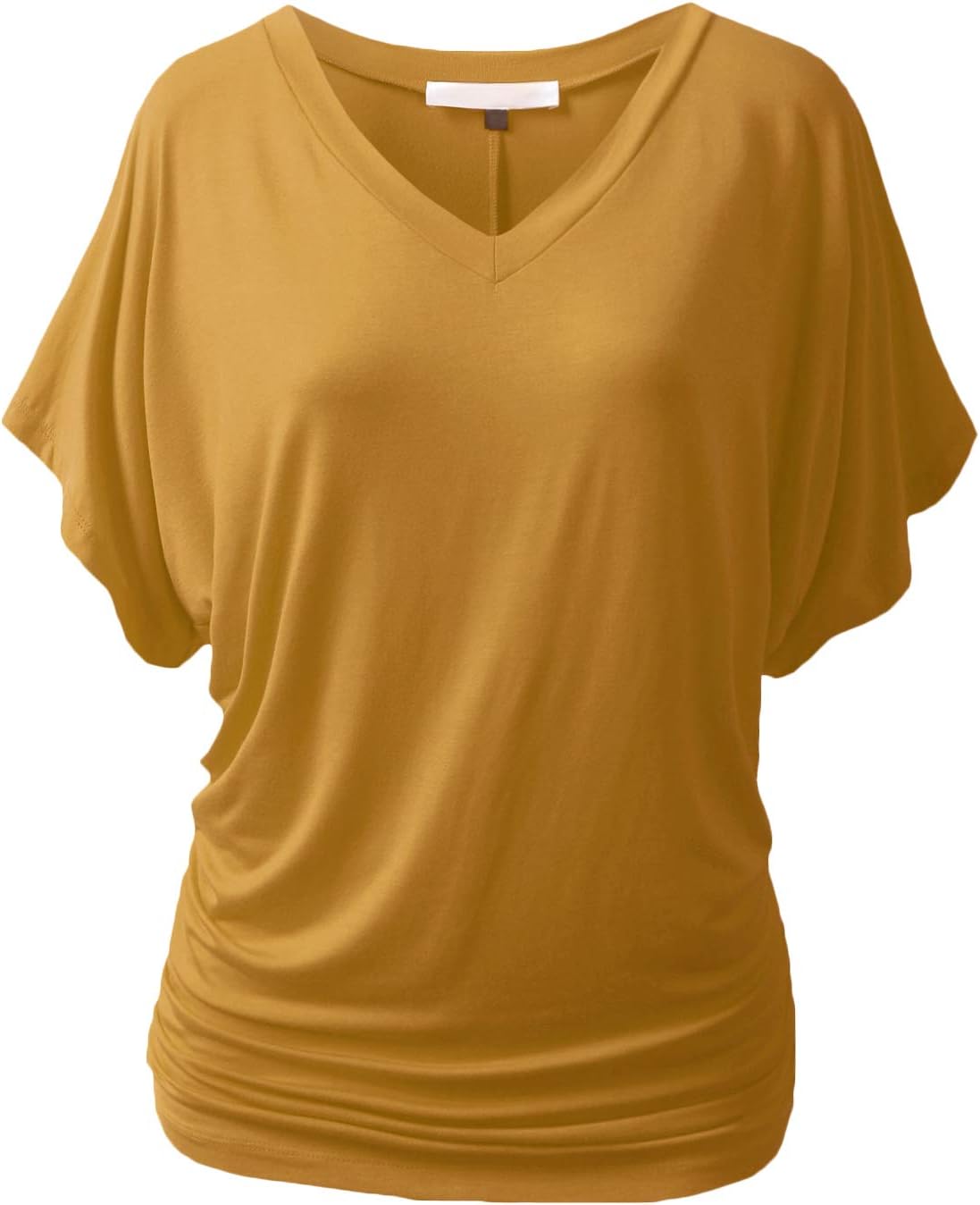 URBANCLEO Womens Dolman Sleeve Top Boatneck Drape Shirts Large Awts055_awts080_mustard