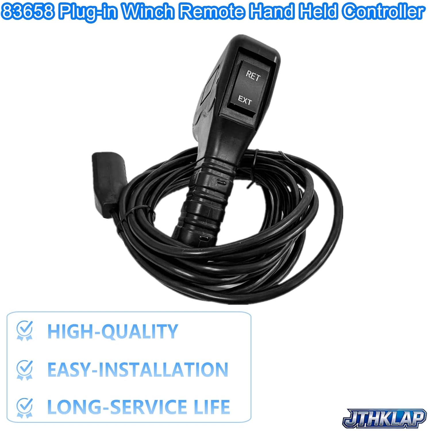 Winch Remote Controller for WARN 9.5ti 9.5cti 16.5ti Winches, Plug-in Handheld Control with 12ft Cord Cable, Replace 83658