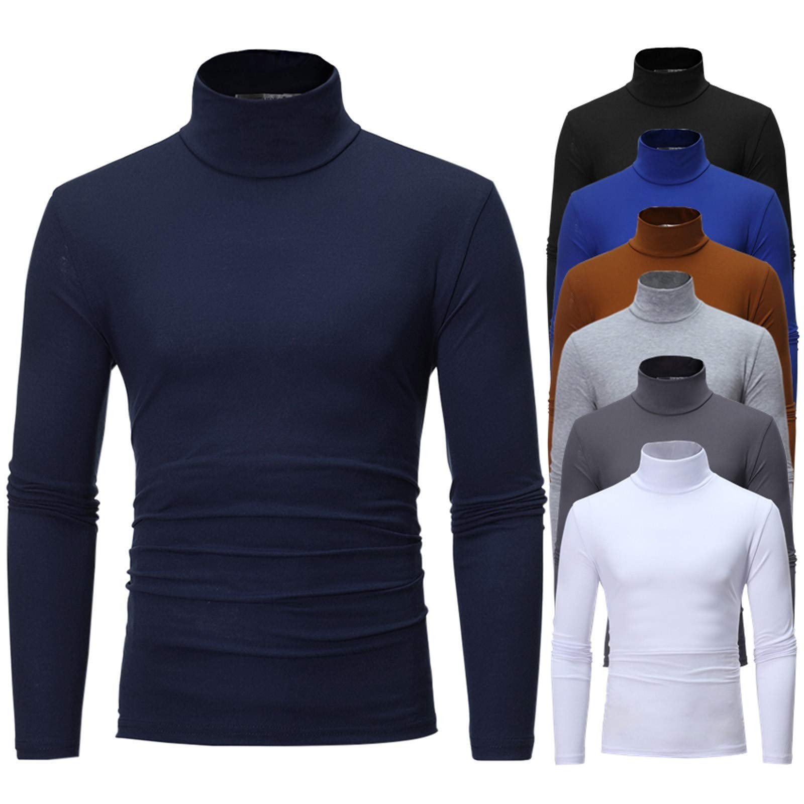 Herren Rollkragenshirt Langarm,Herren Longsleeve Rollkragenpullover Regular Fit Langarmshirts Rollkragen Pullover Baumwolle Sweatshirt
